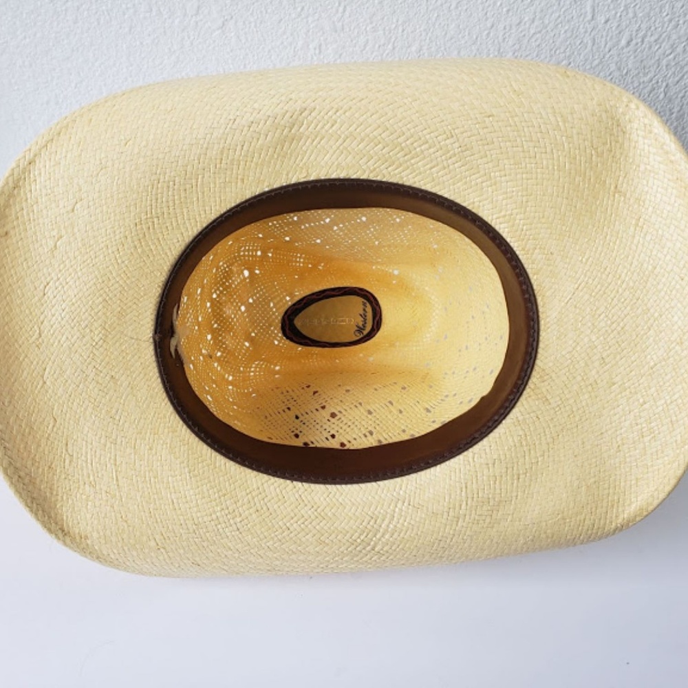 Vintage Vestern Stevens natural straw western hat - Picture 6 of 8